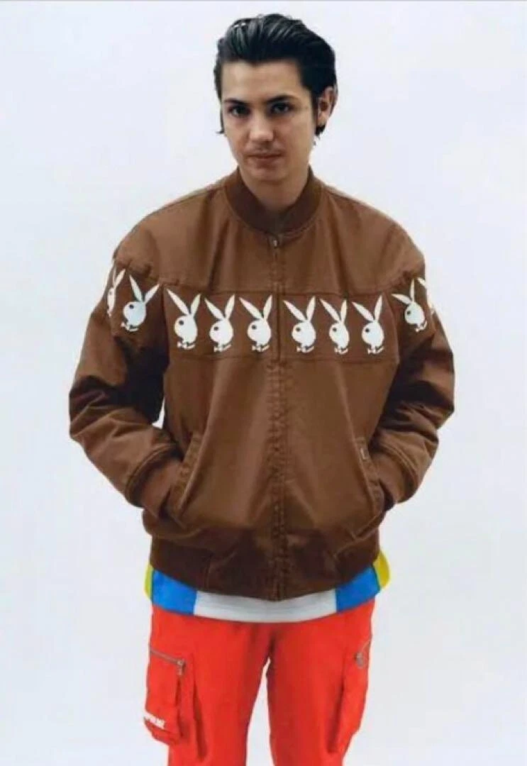 Veste homme Supreme Playboy Crew SS19 100% véritable taille L marron coton rare