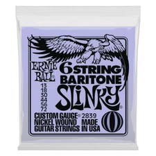 Ernie Ball 2839 Baritone Slinky Small Ball-end Guitar Strings; gauges 13-72