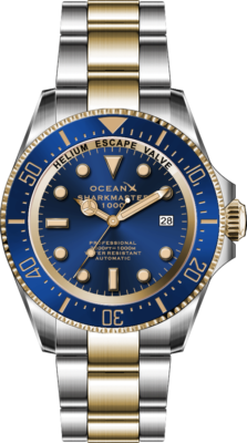 OceanX Sharkmaster 1000 Automatic Men's Diver Watch 44mm Blue Dial