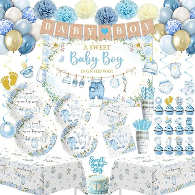 #ad #ad A Sweet Baby Boy Is On His Way Baby Shower Decorations Kit NEW $31.99