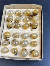 Mercury glass miniature ornament lot Japan 10mm Gold 24 ct Vintage NOS