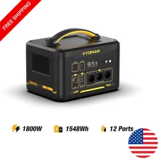 1800W Portable Power Station 1548Wh LiFePO4 Solar Generator for Home Camping