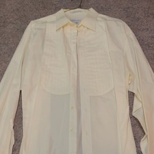 Perry Ellis Portfolio Ivory Solid Cotton Long Sleeve Point Collar Shirt 17/35