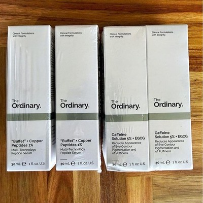 NEW The Ordinary SET 2x BUFFET + COPPER PEPTIDES & 2x CAFFEINE EGCG Serum - 4 OZ