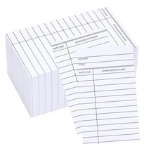 100 Count Library Cards, Checkout Catalog Book Card,Library 3 X 5 INCH, white