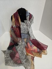Amazing Picasso Multicolor Abstract Art Rectangular Scarf Made In Korea 20"x 65"