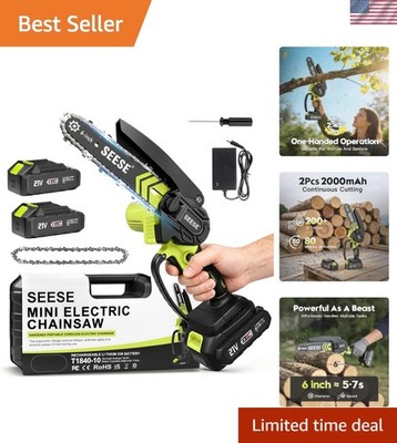 6-Inch Cordless Mini Chainsaw - 950W Brushless Motor, Safe & Lightweight