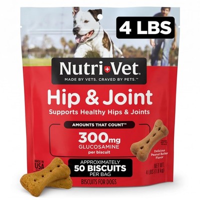 Nutri-Vet Hip and Joint Biscuits for Dogs, Large Breed Mobility 4 lb