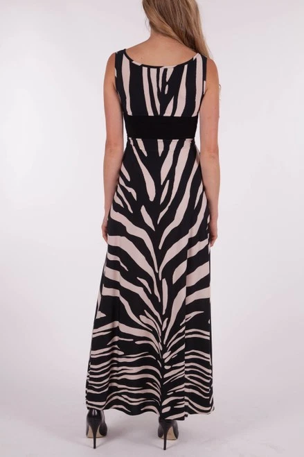 Sacha Drake Lola Dress Maxi Zebra Beige Black Size 14 In-Built Belt rrp $279 - image 2 of 4