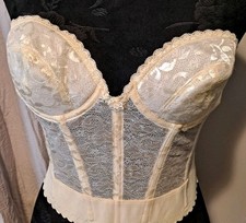 Vintage David's Bridal Lace Corset Ivory Longline Bra Strapless Size 34B