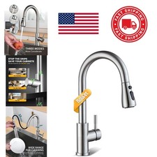 Easy Install Kitchen Faucet with 360 Swivel Pull Down Sprayer Stainless Steel
