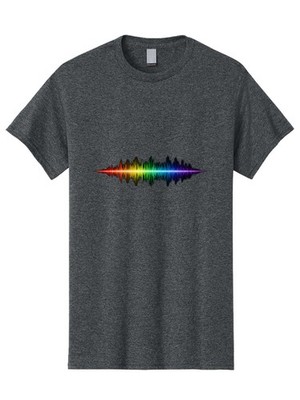 Rainbow-Sound-Wave Mens Graphic Tee, 100% Cotton, Casual Summer Wear