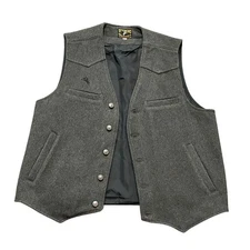 Wyoming Traders Mens Western Cowboy Style 100% Wool Vest Jacket Large Gray