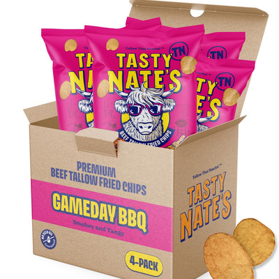 Tasty Nate S Beef Tallow Potato Chips - Game Day BBQ Flavor Kettle Chips Fried i