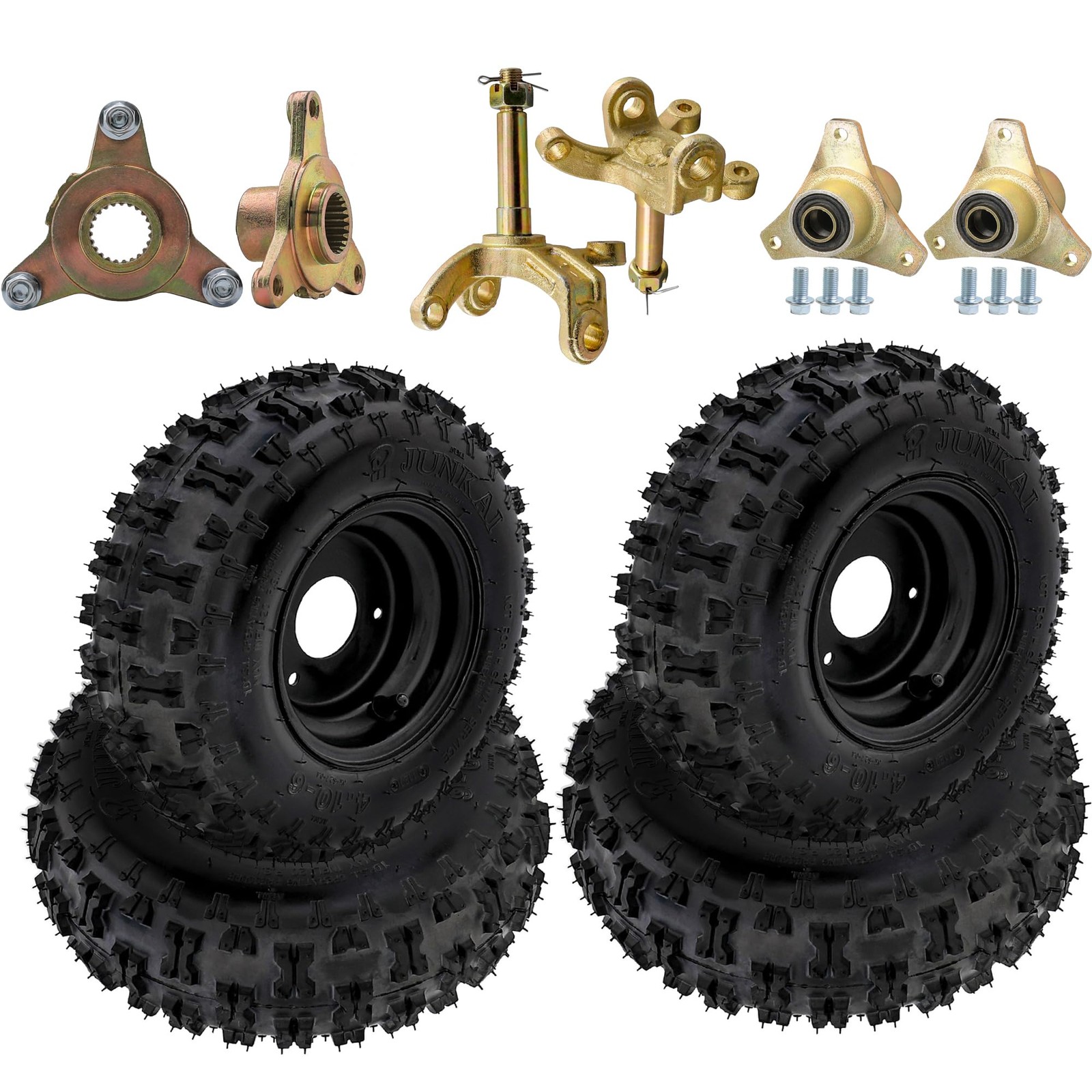 4 Pack 4 10 6 Tire Wheel 3 Holes Knobby Tread Go Kart ATV Quad Buggy TK035S