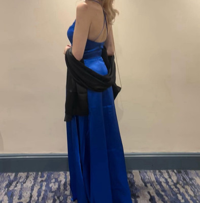 Royal blue satin quiz occasion dress | eBay UK