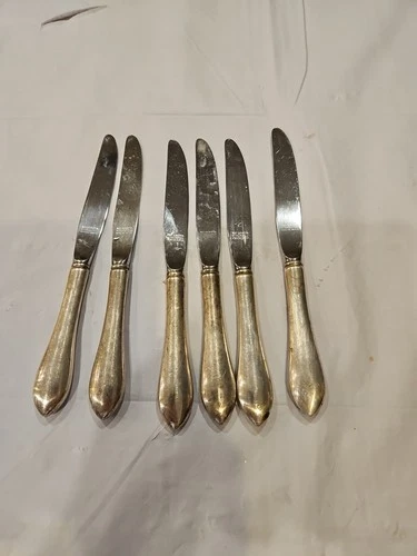 6 Reed & Barton STERLING SILVER Handle POINTED ANTIQUE Mirrorstele Butter Knife