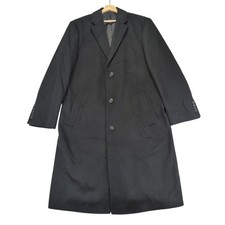 Hart Schaffner Marx Mens Black 100% Cashmere Overcoat Top Coat Long Size 42R