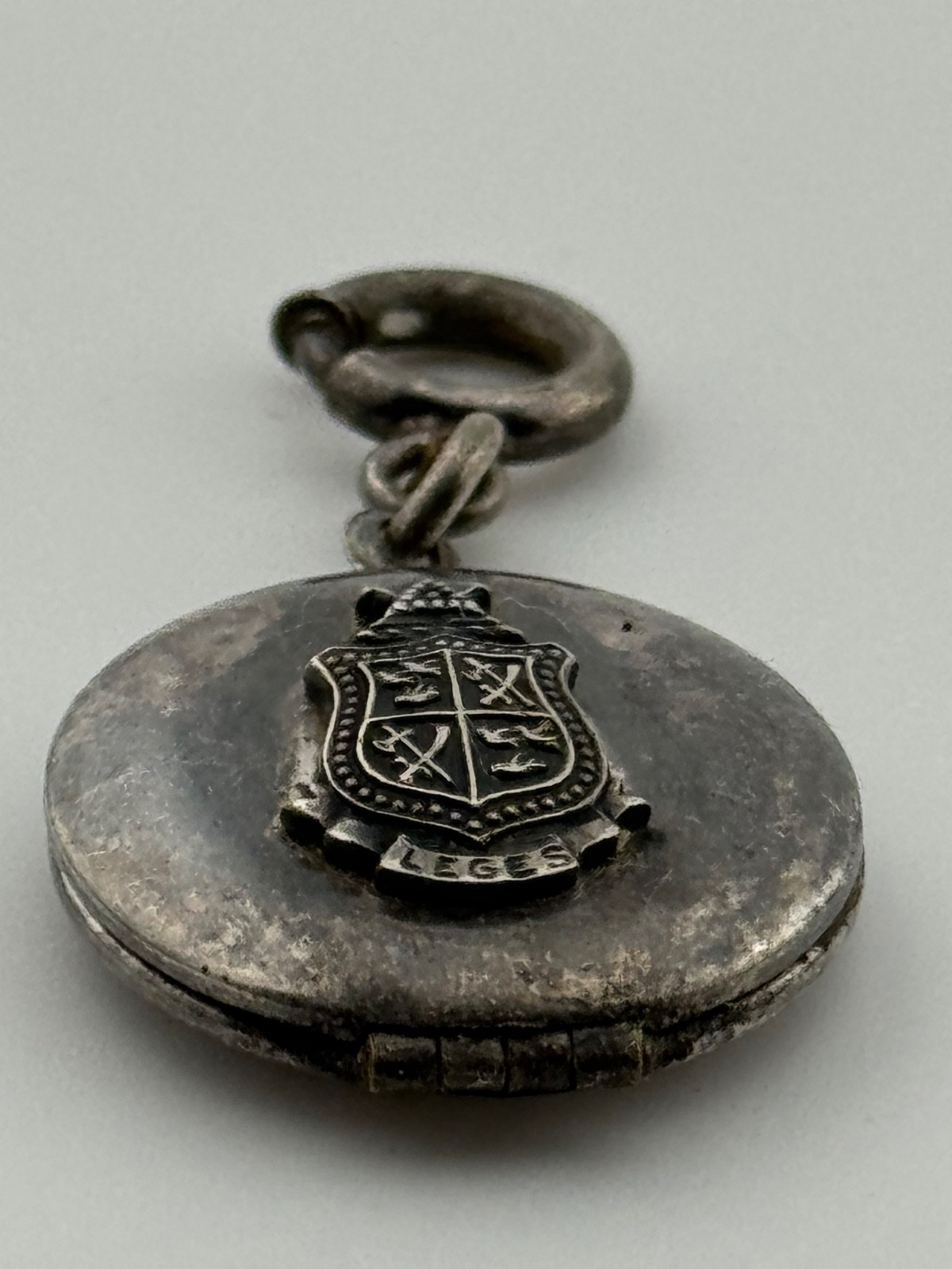 Vintage Delta Chi Fraternity Crest Silver Tone Locket Charm Pendant