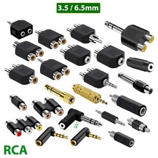 3.5mm 6.5mm Male Stereo Jack Plug to RCA Twin Female Audio Y Splitter Adapter
