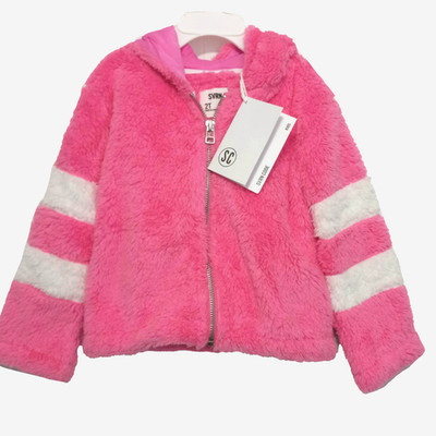 NWT Sovereign Code Girls Faux Fur Sherpa Hoodie Size 2T Full Zip Pink Jacket