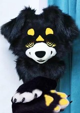 Fursuit Long haired Dog Fox Mascot Party Halloween Fur Cosplay head claws 