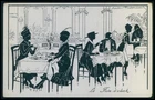 Art Deco silhouette Roaring Twenties glamour Tea Time original 1920s postcard