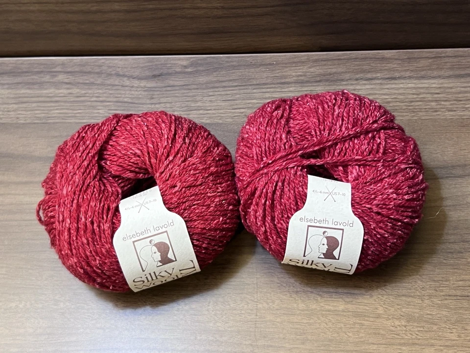 Elsebeth Lavold LANA DE SEDA XL Hilo ROJO 004 50gr/104yds ea. Lana seda. Juego de 2 Foto 3 de 4