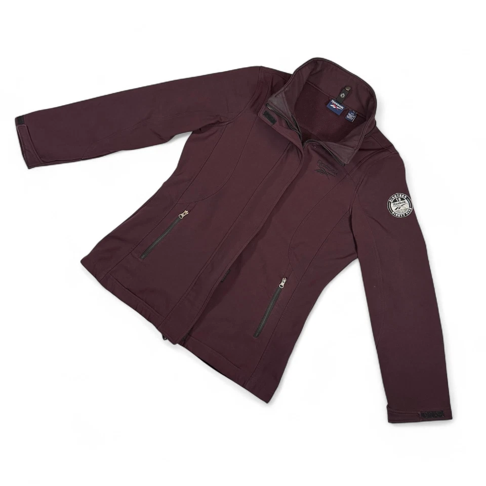 Jaqueta Reebok Feminina Grande Softshell Ameixa Borgonha Zíper Completo Atlética Externa - Imagem 2 de 4