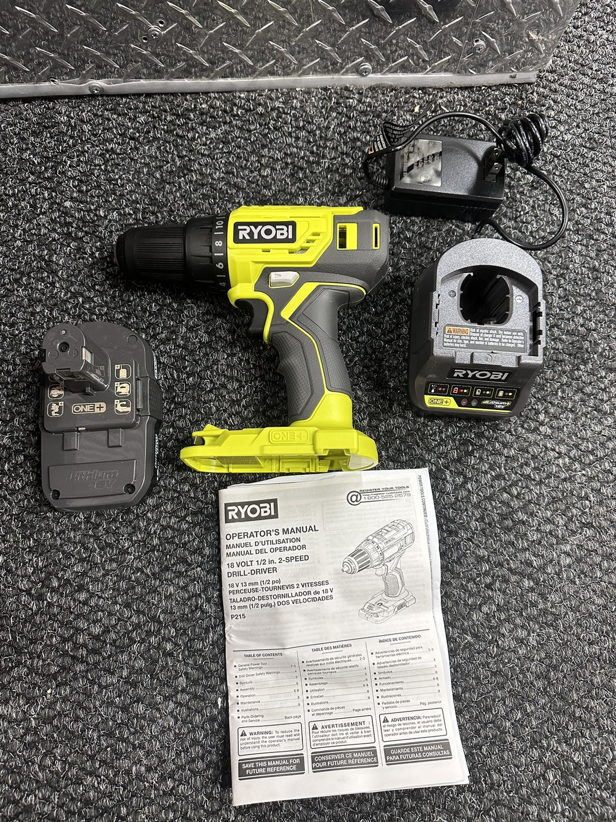 Ryobi 18V 1/2”. 2 Speed Drill/Driver Kit - P215