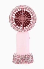 BRAND NEW WITH TAGS Pink Rhinestone Rechargeable Handheld Fan