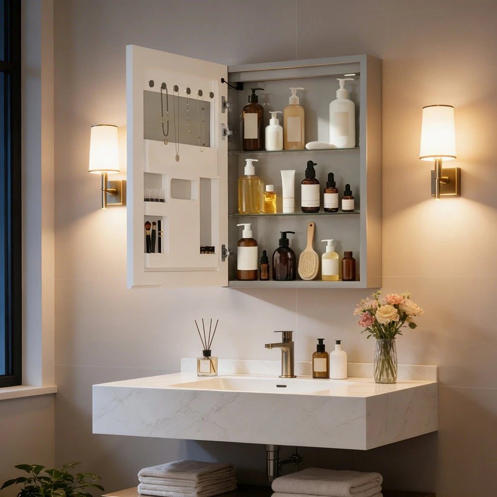 Smart Bluetooth LED Medicine Mirror Cabinet Shaver Socket Defog Vanity BeautySPA