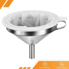 5.9" Dia Funnel Stainless Steel Gadget with 400 Mesh Strainer White Silver