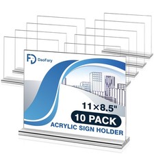 10 Pack Acrylic Sign Holder 8.5 x 11 Horizontal, Double-Sided Stand up Table ...
