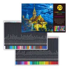 72 PCS Premium Black Edition Soft Core Colored Pencils Drawing Art Supplies