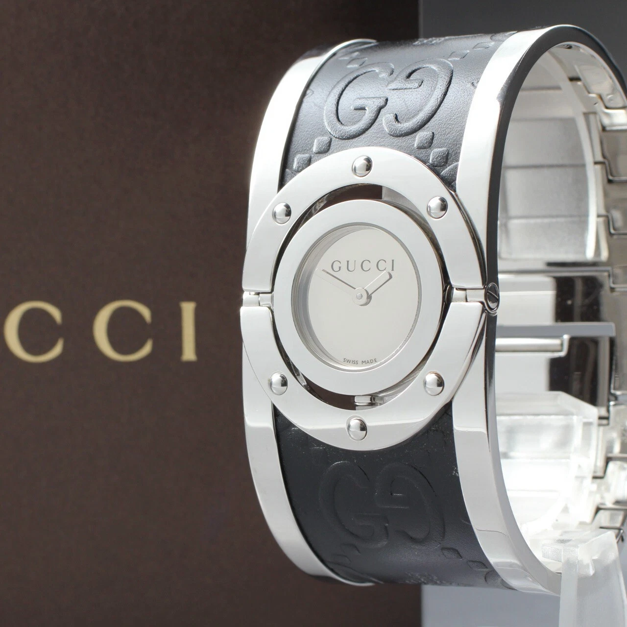 *EXC+5 boîtes/papiers* Montre pour femme Gucci Twirl 112 YA112441 grand bracelet quartz QZ