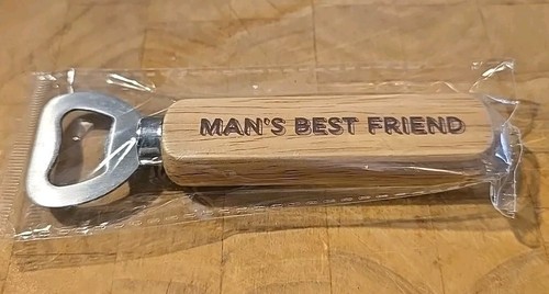 NEW Pet Lovers "MAN'S BEST FRIEND" 6in Wooden Beer Bottle Opener MAN CAVE BAR - 第 1/6 張圖片