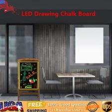 Single Side LED Chalkboard Dryerase Message Board Menu Sign w/Stand for Cafe Bar