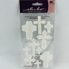 Sticko Crosses Dimensional Stickers 10 Pieces White SPP1LC05 EK Success
