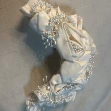 Bridal Headpiece Of Silk SatinRoses Embellished W Natural Seed Pearls