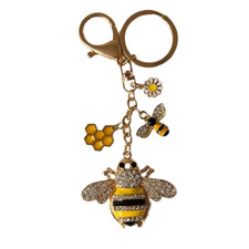 FANCY BUMBLE BEE KEY CHAIN MULTI-COLORED Crystal Rhinestone Charm Gift
