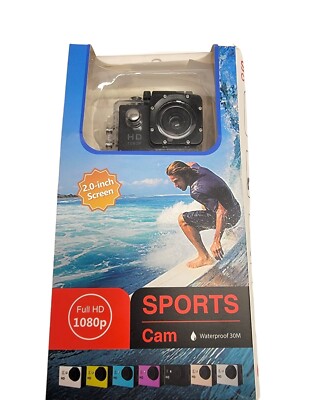 Sports Cam 1080P Full HD 2'' Screen Waterproof 30M Camera Open Box