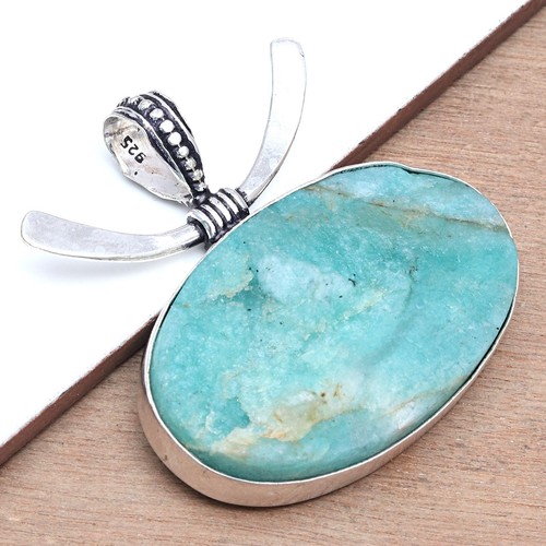 Amazonite Drusy Gemstone Handmade Women's Unisex Silver Jewelry Pendant 1.75 - Picture 5 of 12