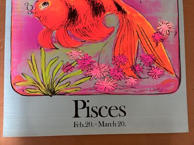Pisces vintage blacklight poster fish astrology zodiac day glow | eBay