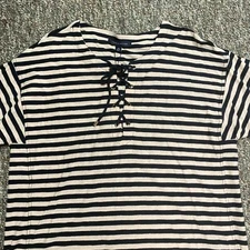 Tommy Hilfiger Tops Womens Size XL Watch Hill Casual Lace Up Shirt Short Sleeve