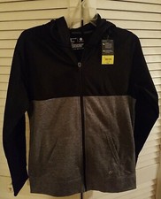 Boy's Xersion Large 14/16 Zip Up Hoodie Sweatshirt black/grey with hood NEW tags