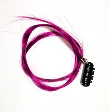 Fuchsia pink purple feather hair extension clip in, thin strand