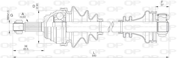 Cardan avant droit pour Renault Safrane I 2.1 dT et 2.5 dT transmission d origine