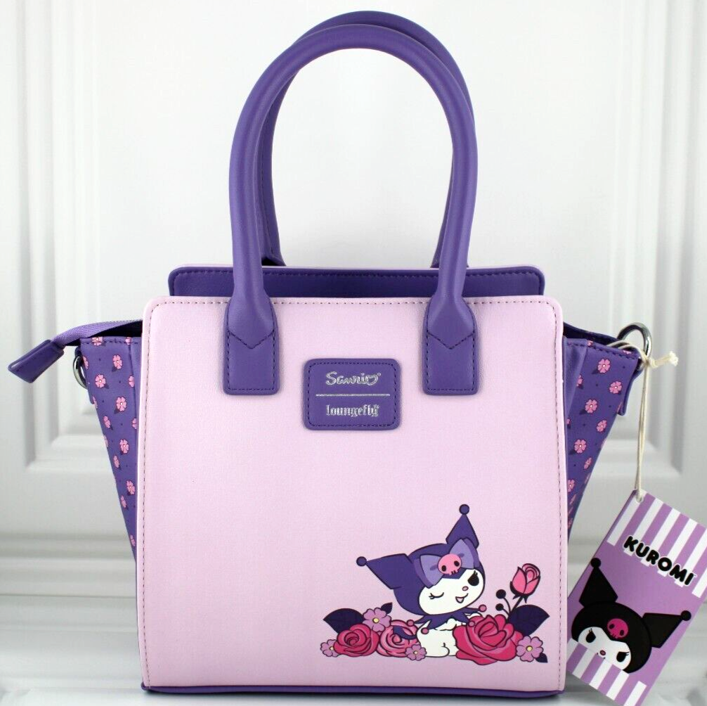 Loungefly Kuromi Floral Mini Satchel Faux Leather Anime Crossbody Bag 2024