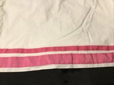 Pottery Barn Kids Harper Crib Skirt Pink White Ribbon Trim Pleat Split Corner